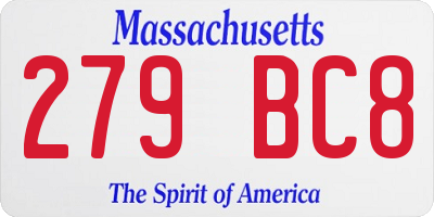 MA license plate 279BC8