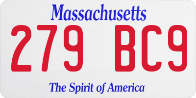 MA license plate 279BC9