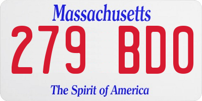 MA license plate 279BD0