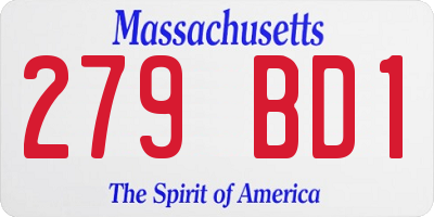 MA license plate 279BD1