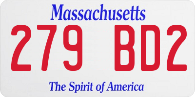 MA license plate 279BD2