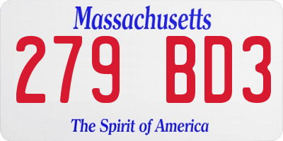 MA license plate 279BD3