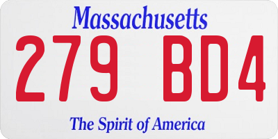 MA license plate 279BD4