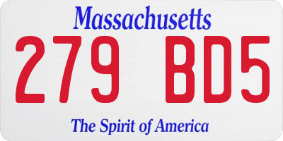 MA license plate 279BD5