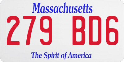 MA license plate 279BD6