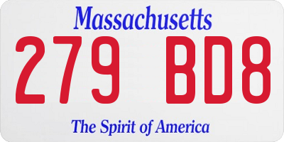 MA license plate 279BD8