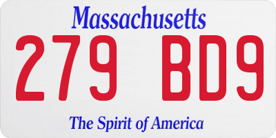 MA license plate 279BD9