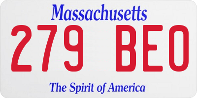 MA license plate 279BE0