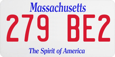 MA license plate 279BE2