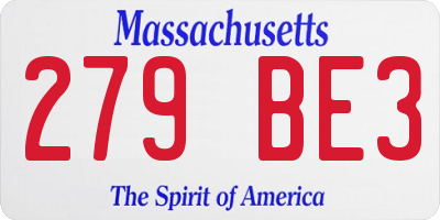 MA license plate 279BE3