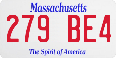 MA license plate 279BE4