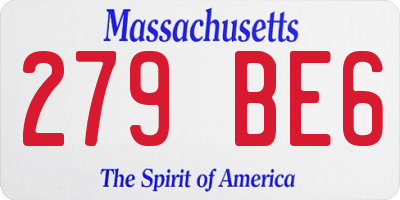 MA license plate 279BE6