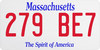 MA license plate 279BE7