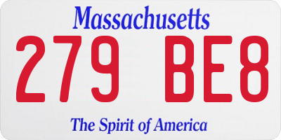 MA license plate 279BE8