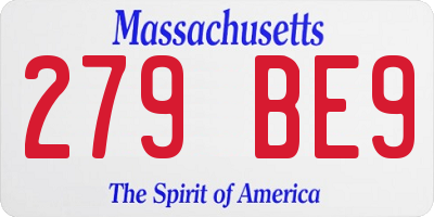 MA license plate 279BE9