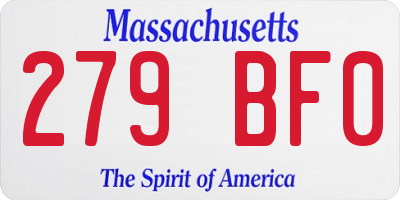 MA license plate 279BF0