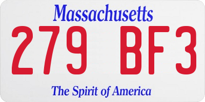 MA license plate 279BF3