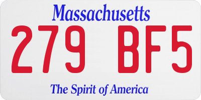 MA license plate 279BF5