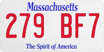MA license plate 279BF7