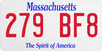 MA license plate 279BF8