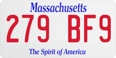 MA license plate 279BF9