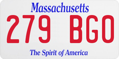 MA license plate 279BG0