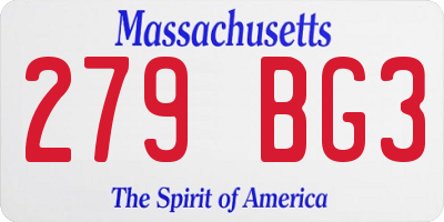 MA license plate 279BG3