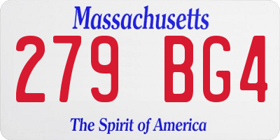 MA license plate 279BG4