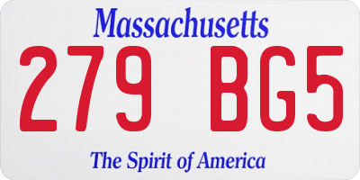 MA license plate 279BG5
