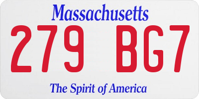MA license plate 279BG7