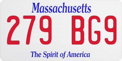 MA license plate 279BG9