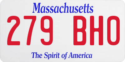 MA license plate 279BH0