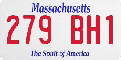 MA license plate 279BH1