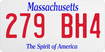 MA license plate 279BH4
