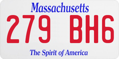 MA license plate 279BH6