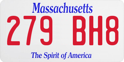 MA license plate 279BH8