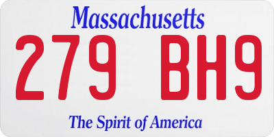 MA license plate 279BH9
