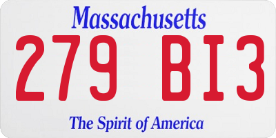 MA license plate 279BI3