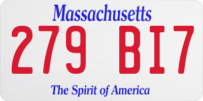 MA license plate 279BI7