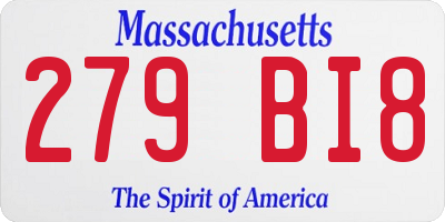 MA license plate 279BI8