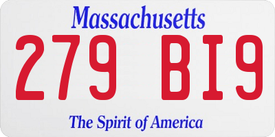 MA license plate 279BI9