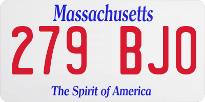 MA license plate 279BJ0