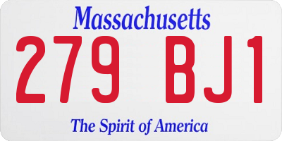 MA license plate 279BJ1