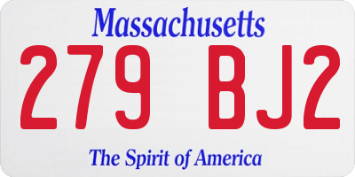 MA license plate 279BJ2