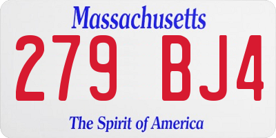 MA license plate 279BJ4