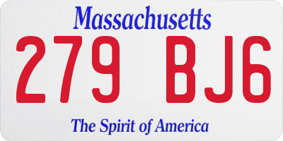 MA license plate 279BJ6