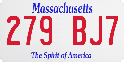 MA license plate 279BJ7