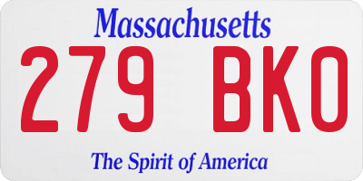 MA license plate 279BK0