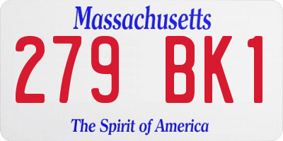 MA license plate 279BK1