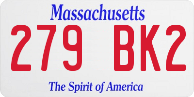 MA license plate 279BK2